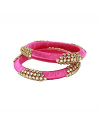 Magenta Thread work Bangle Set